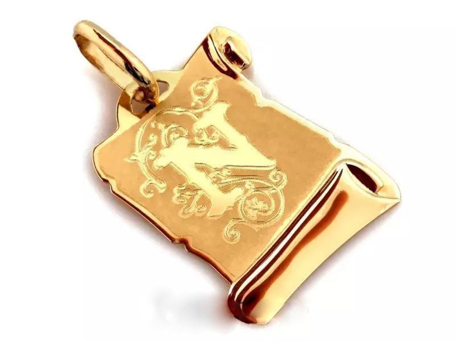 papirus-zlota-zawieszka-z-literka-n-Złota zawieszka damska literka N Literka N na papirusie ZA 2411N 585.jpg